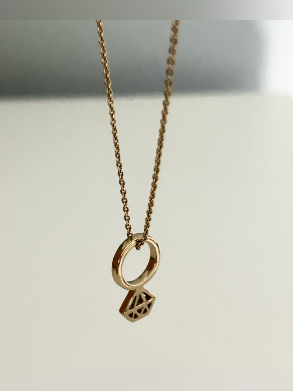 Kate Spade New York “Say Yes” Diamond Ring Pendant Necklace, Bridal Gold